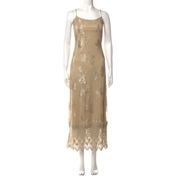 Sue Wong Vintage Champagne Lace Maxi Dress - Picture 2 of 16